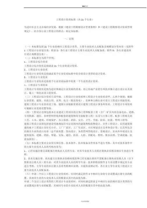 工程设计资质标准(共21个行业)