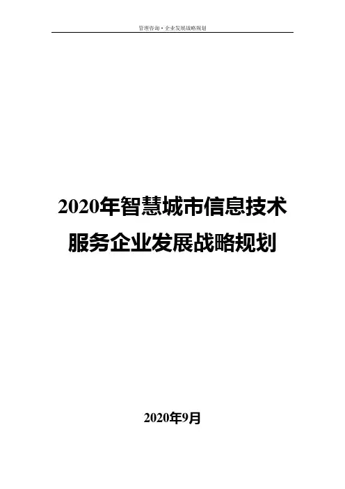 2020年智慧城市信息技术服务企业发展战略规划