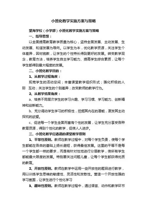 小班化教学实施方案与策略