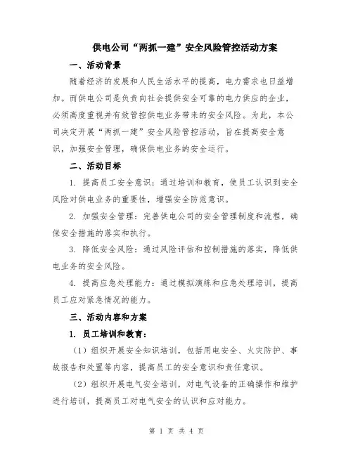 供电公司“两抓一建”安全风险管控活动方案
