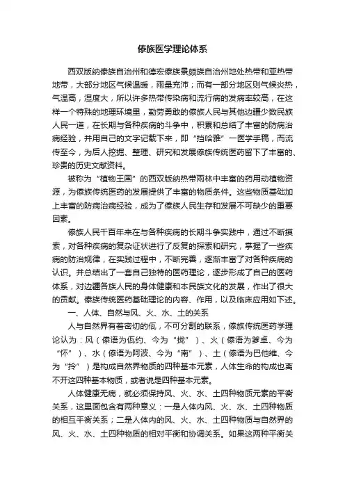 傣族医学理论体系