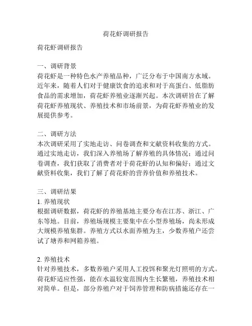 荷花虾调研报告