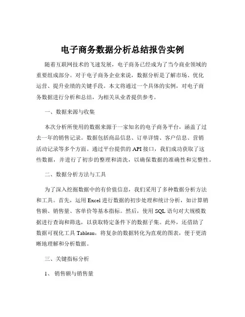 电子商务数据分析总结报告实例