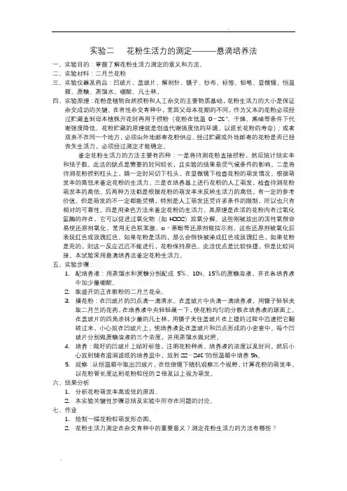 花粉生活力萌发试验