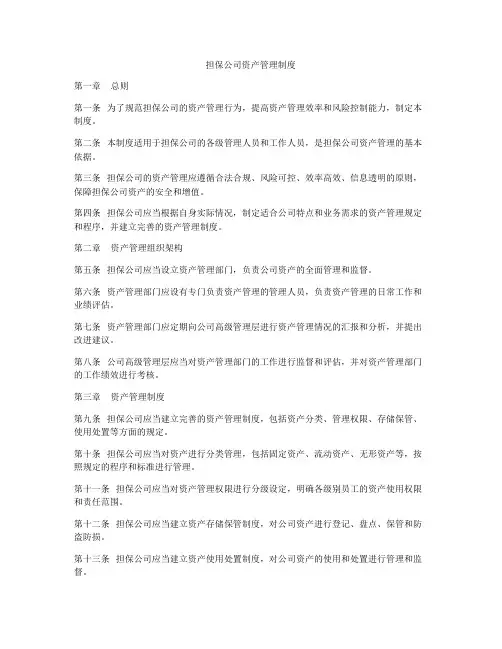 担保公司资产管理制度