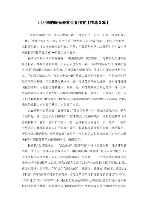 精选用不同的眼光去看世界作文【3篇】