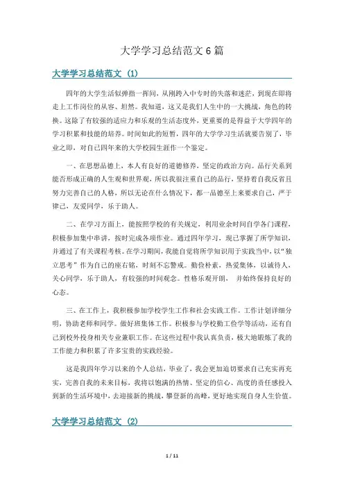 大学学习总结范文6篇