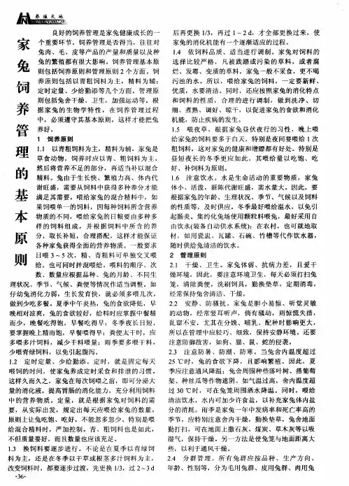 家兔饲养管理的基本原则