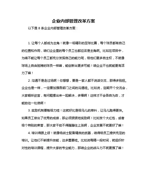 企业内部管理改革方案