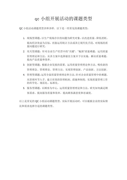 qc小组开展活动的课题类型