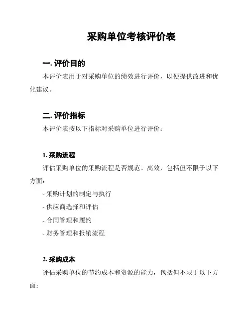 采购单位考核评价表