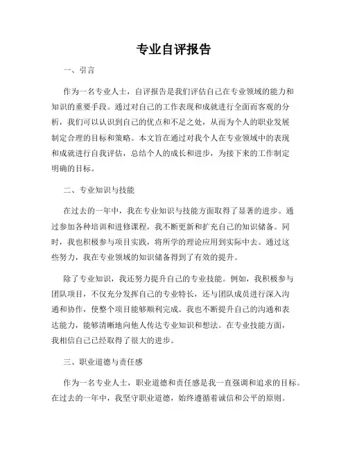专业自评报告