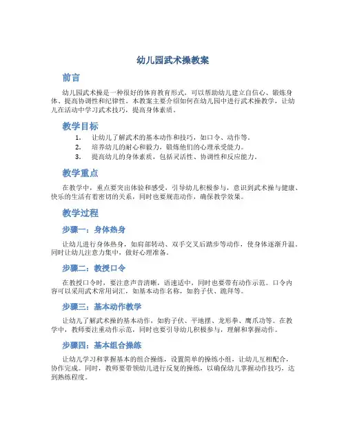 幼儿园武术操教案