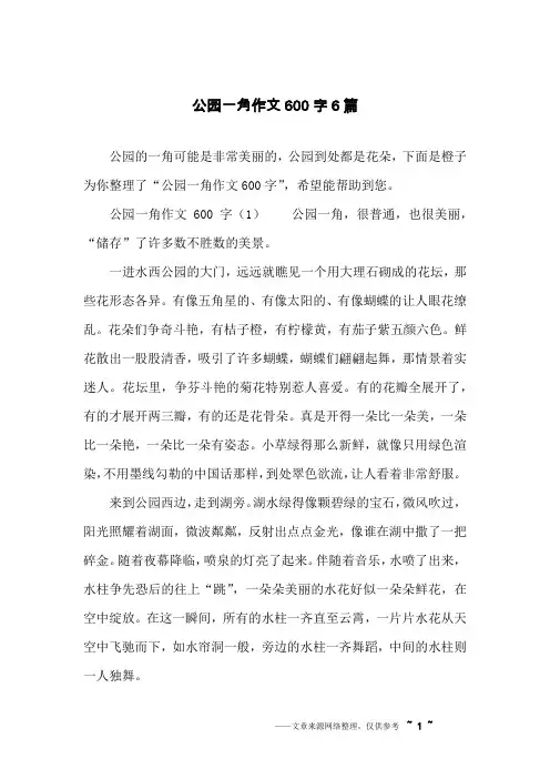 公园一角作文600字6篇