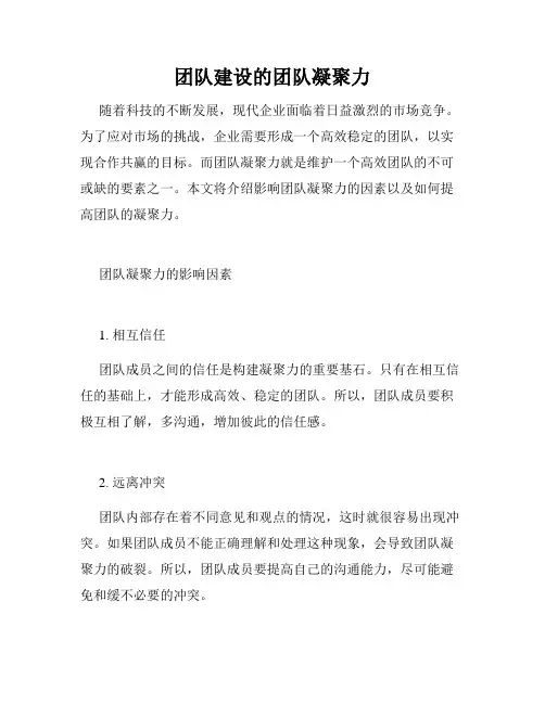 团队建设的团队凝聚力