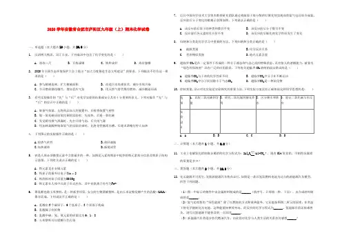 安徽省合肥市庐阳区2020学年九年级化学上学期期末试卷(含解析)