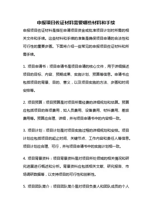 申报项目佐证材料需要哪些材料和手续