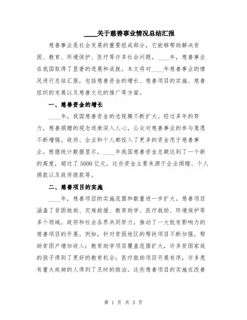 2024关于慈善事业情况总结汇报