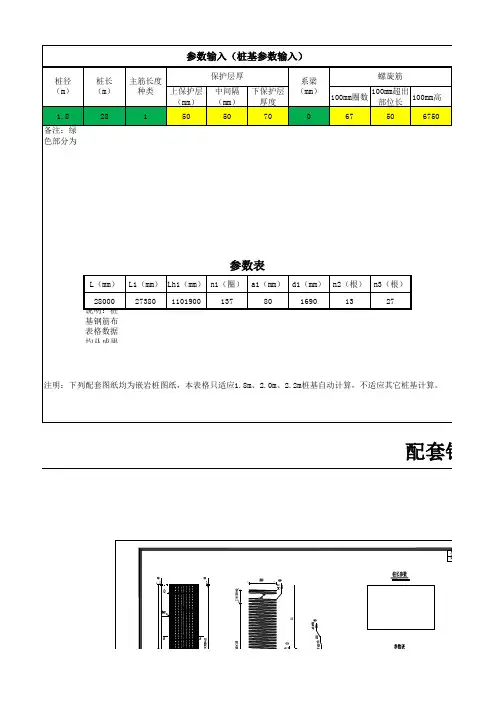 桩基参数及数量计算表(内含配套图纸)