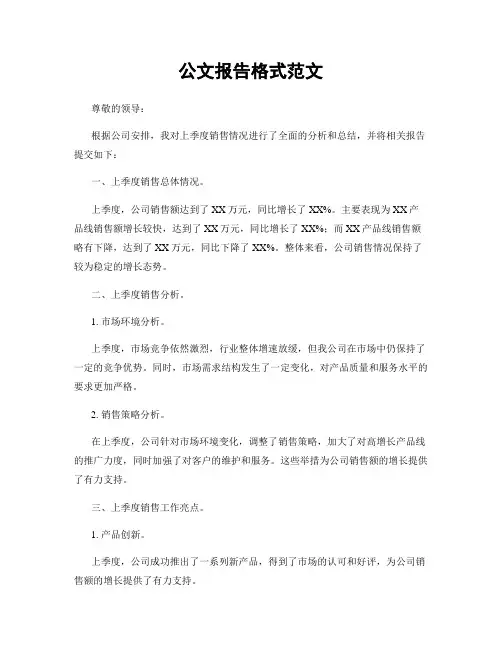 公文报告格式范文