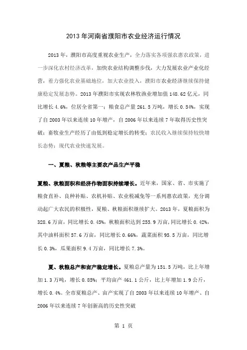 2019年河南省濮阳市农业经济运行情况-12页文档资料