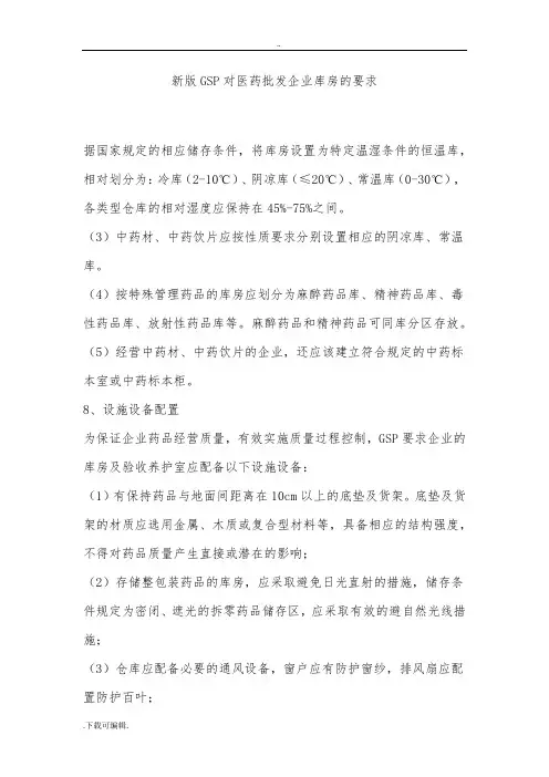 新版GSP对医药批发企业库房地要求