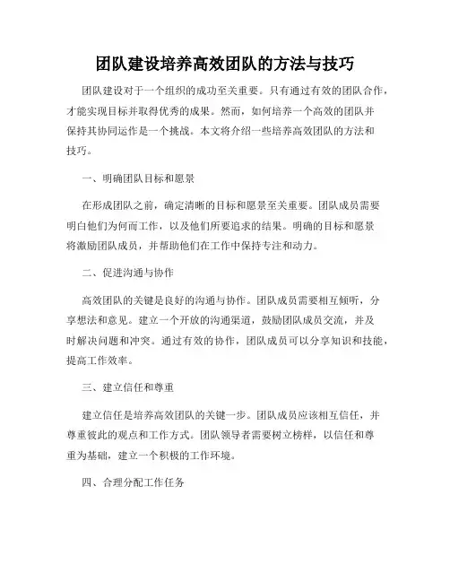 团队建设培养高效团队的方法与技巧
