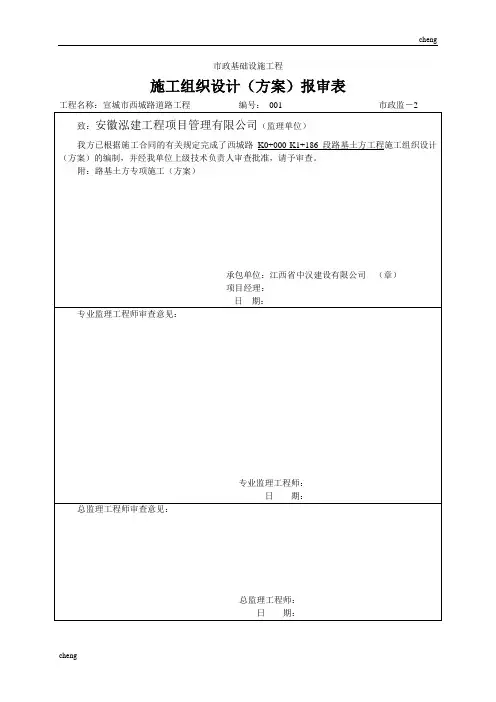 土方工程施工组织设计(方案)报审表1