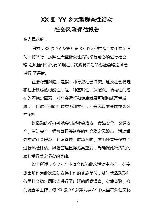 大型群众性活动风险评估报告