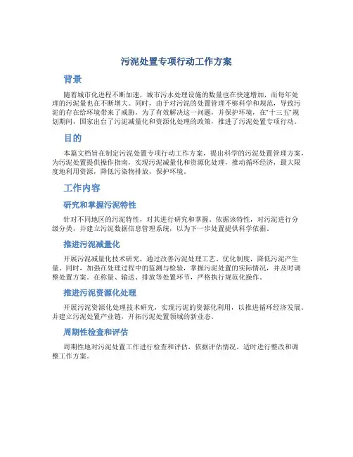 污泥处置专项行动工作方案