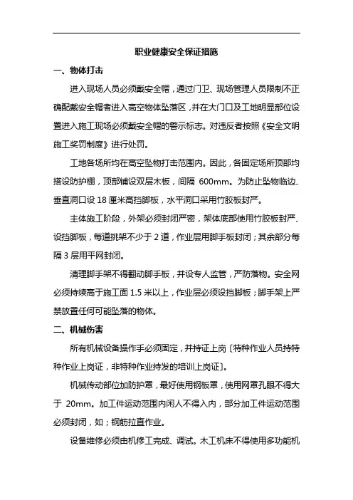 职业健康安全保证措施