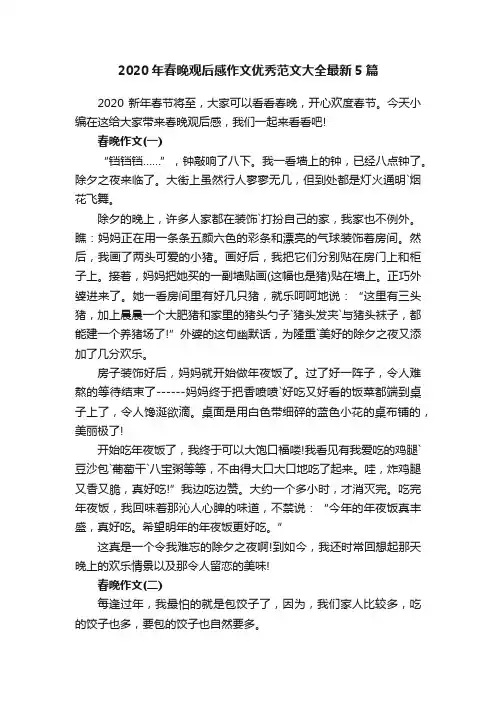 2020年春晚观后感作文优秀范文大全最新5篇