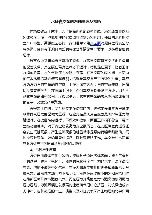 水环真空泵的汽蚀原理及预防
