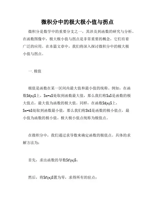 微积分中的极大极小值与拐点