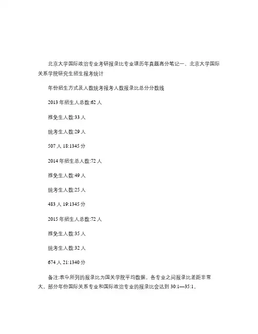 2016年北京大学国际政治专业考研报录比专业课历年真题高分笔(精)