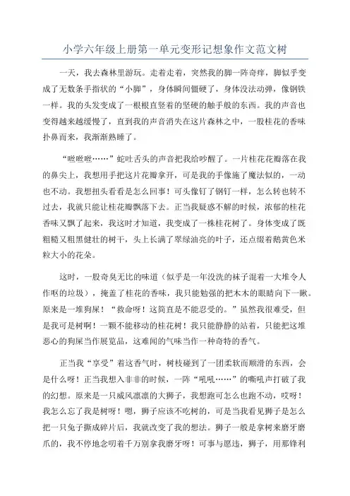 小学六年级上册第一单元变形记想象作文范文树