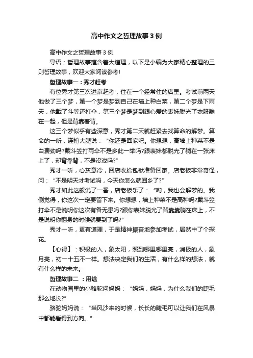 高中作文之哲理故事3例