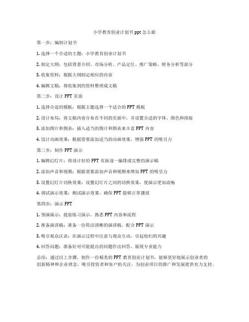 小学教育创业计划书ppt怎么做