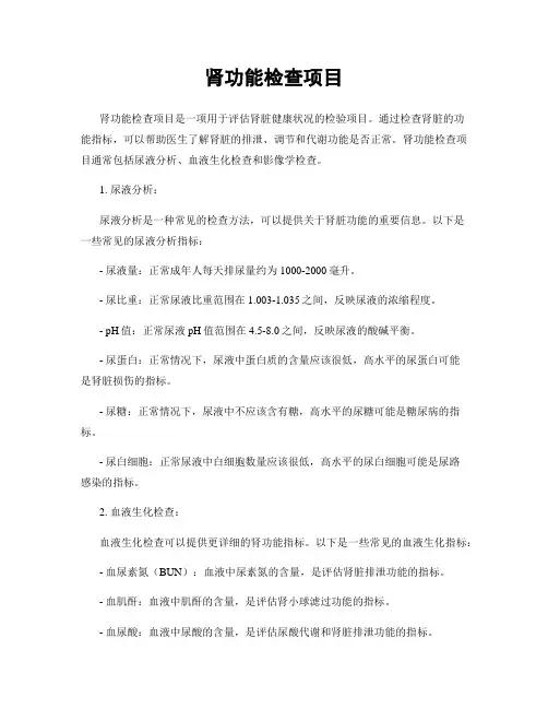 肾功能检查项目