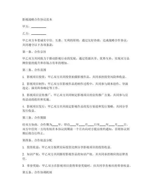 影视_战略合作协议范本