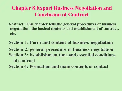 国际贸易实务讲义Chapter8ExportBusinessNegotiationandConclu