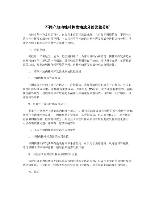 不同产地肉桂叶挥发油成分的比较分析