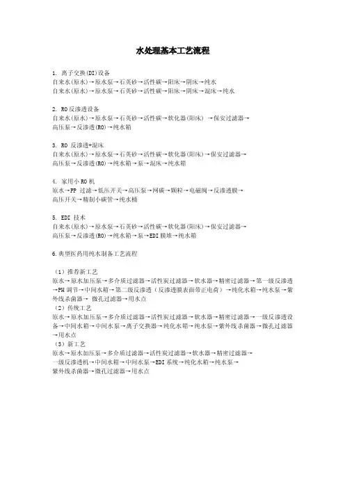水处理基本工艺流程
