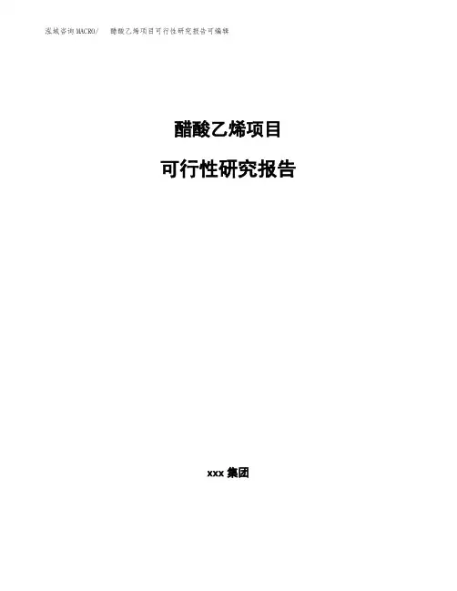 醋酸乙烯项目可行性研究报告可编辑