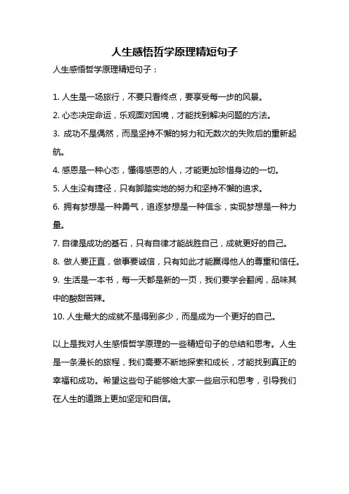 人生感悟哲学原理精短句子