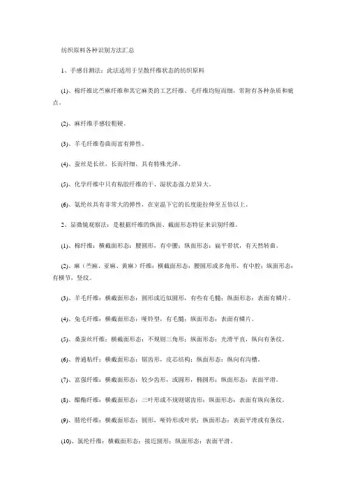 纺织原料识别方法汇总