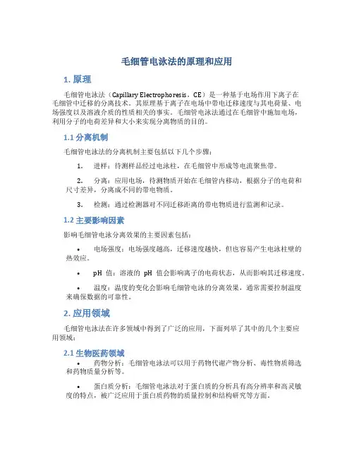 毛细管电泳法的原理和应用
