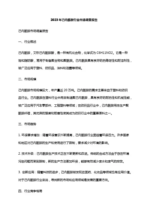 2023年己内酰胺行业市场调查报告