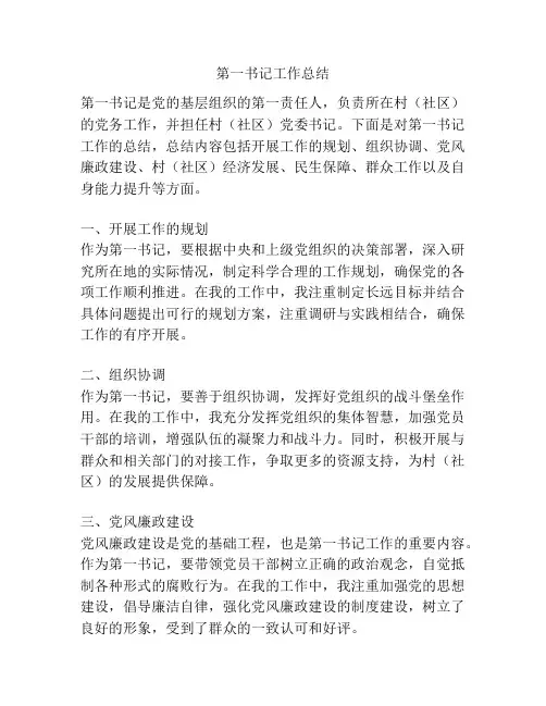 第一书记工作总结