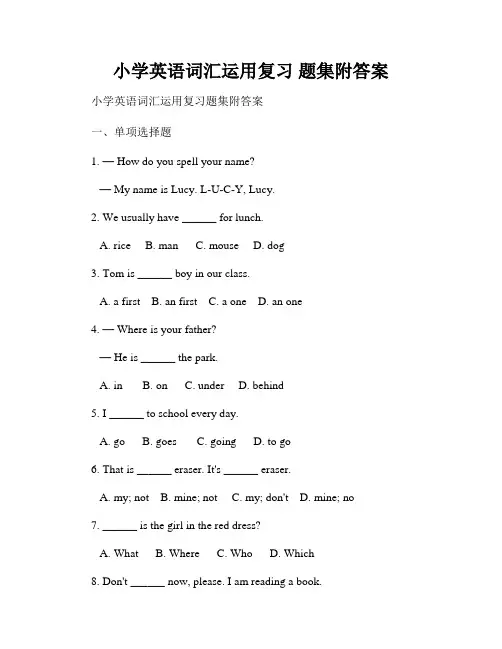 小学英语词汇运用复习 题集附答案